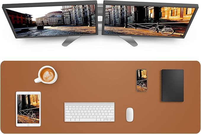 Leather Desk Pad Protector, Mouse Pad, Office Desk Mat, Non-Slip PU Leather by AFIING