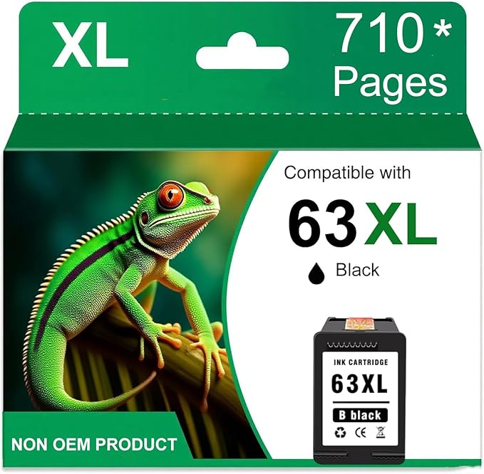 63 63XL 3830 4520 Printer Ink Cartridge for HP Black Ink 63 HP63XL for HP 63 XL Black Ink Cartridge High Yield Work for OfficeJet 3830 5255 5258 Envy 4520 4512 4513 4516 DeskJet 1112 1110 3630 Printer-DeskLoop Office