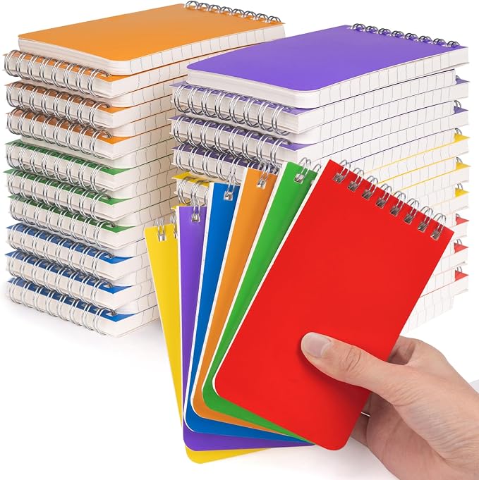 Pocket Notebook Bulk 3x5 Inch, 42 Packs Mini Top Bound Spiral Notepad, Memo by WeLiu