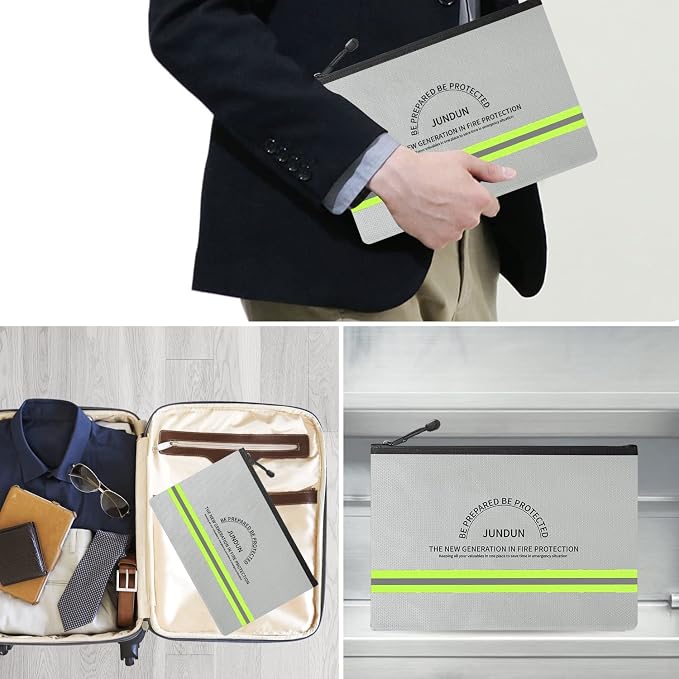 JUNDUN Fireproof Money Bag, 10.6"x6.7" Waterproof and Fireproof Cash Bag - Image 7