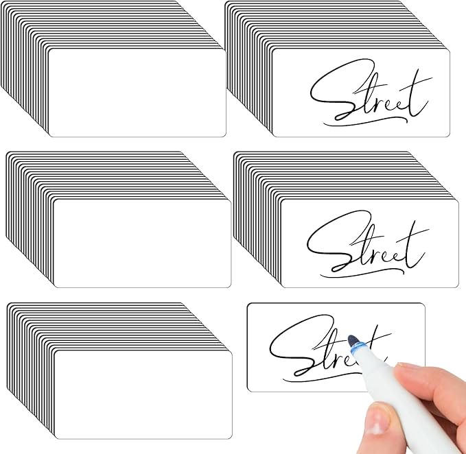 100 Pcs Blank Magnetic Labels, Reusable Dry Erase Magnetic Labels by WYOMER