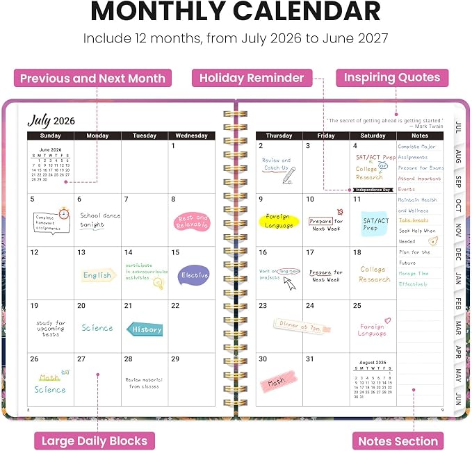 Planner 2026-2027, Hardcover Monthly and Weekly Academic Planner July 2026 - Image 2
