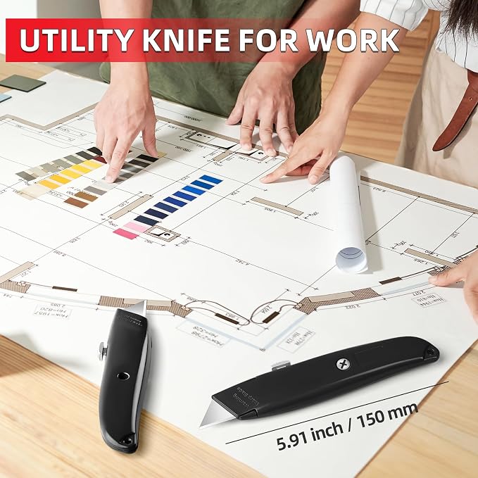 DIYSELF Utility Knife, 20 Pack Heavy Duty Box Cutter Retractable, Box Cutter - Image 4