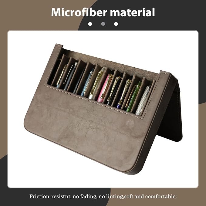 MIVLXLX PU Leather 12 Fountain Pen/Pencil Tray Case Organizer, Fashion Design - Image 3