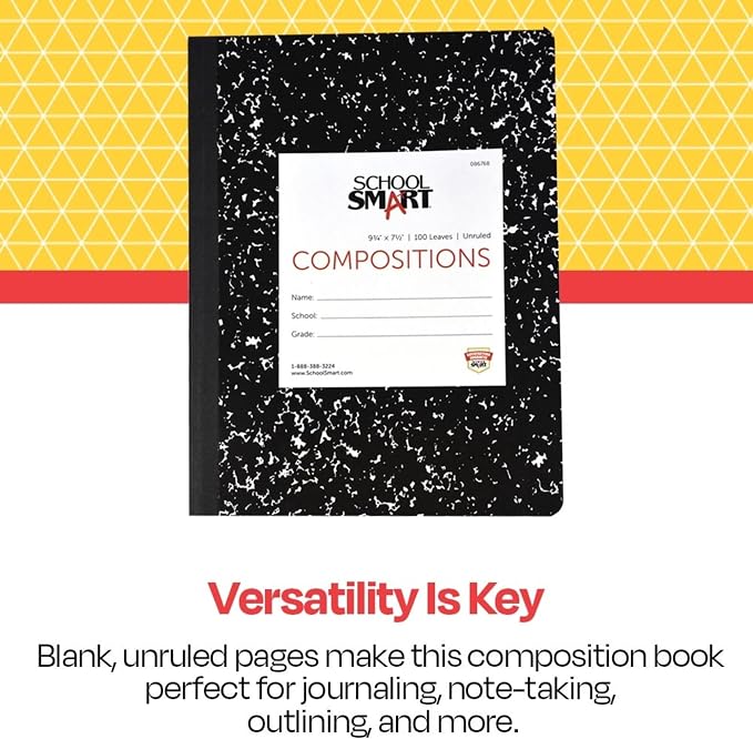School Smart Hard Cover Composition Book, 9-3/4 x 7-1/2 Inches, 100 Sheets - Image 9