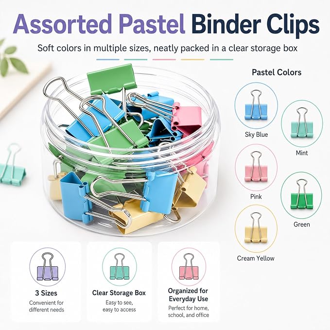 Binder Clips Assorted Sizes, Durable Metal Binder Clips - Image 4