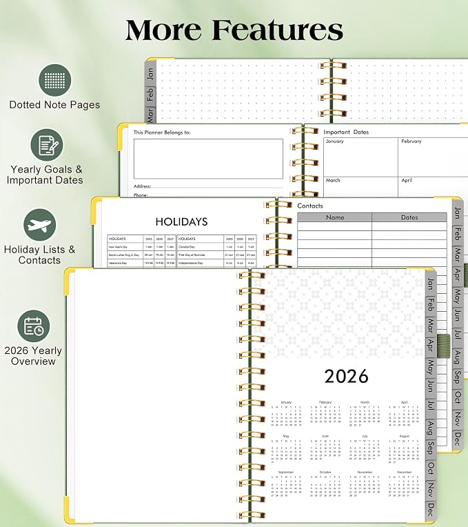 2026 Planner, Hardcover Leather Weekly and Monthly Planner, January 2026 - Image 6