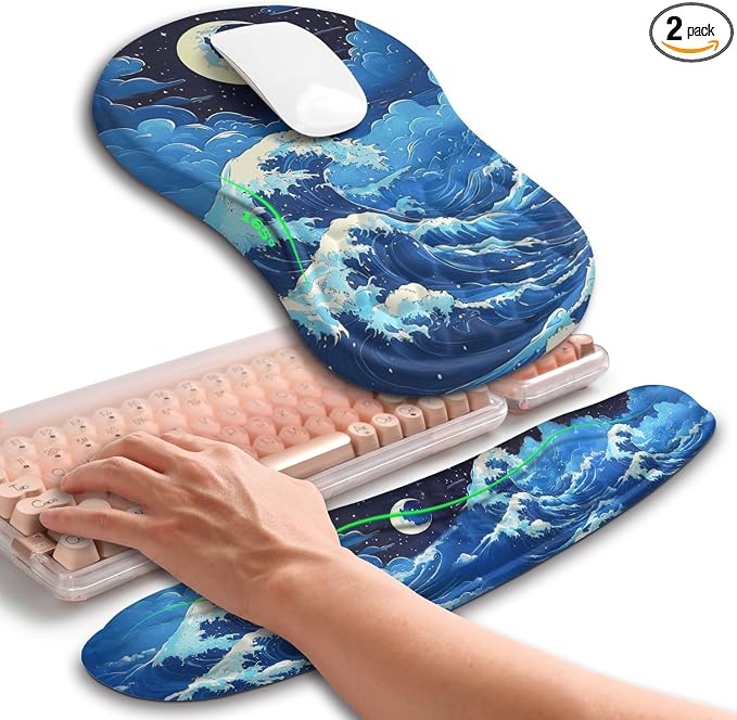 Hokafenle 2in1 Combination, Wave Keyboard Wrist Rest and Ergonomic Curvature by Hokafenle