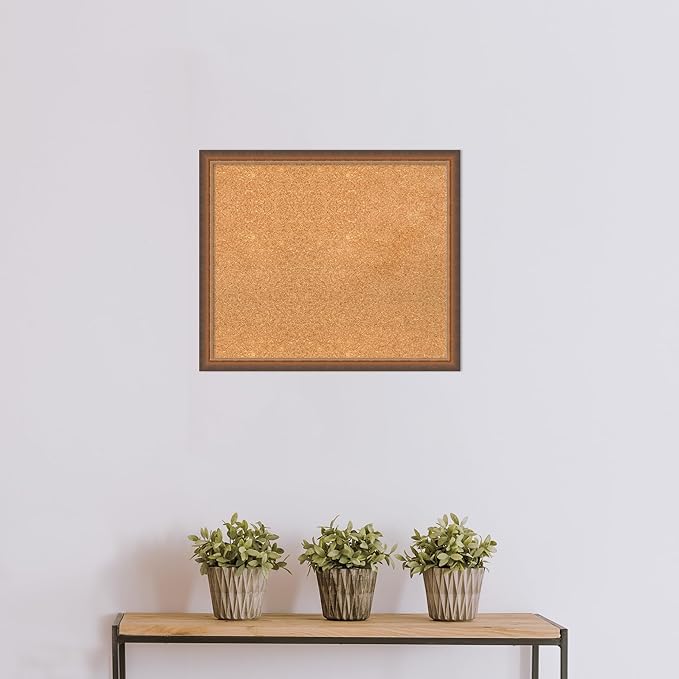 Amanti Art Natural Cork Board for Wall, 22x26 Vision Board with Bronze Frame, Medium Corkboard Office Decor for Home Organization, Modern Corkboard Pinboard to Display Items for Home Organization in-DeskLoop Office