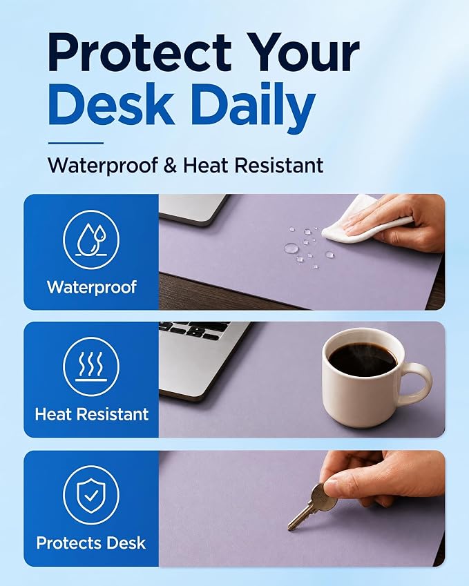 Aothia Dual-Sided Desk Mat, FSC Cork & PU Leather Desk Pad, Large Mouse Pad & - Image 5