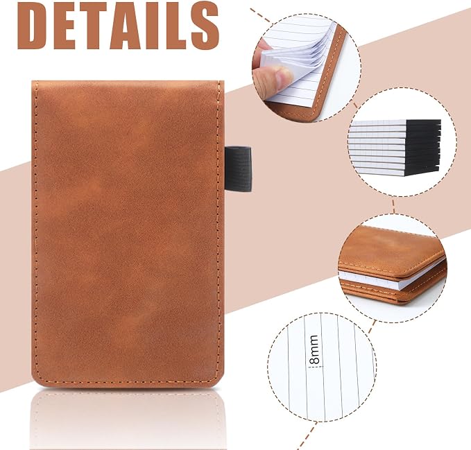 Outus 10 Pcs Mini Pocket Notepad Holder Set Included Small Leather Pocket - Image 4
