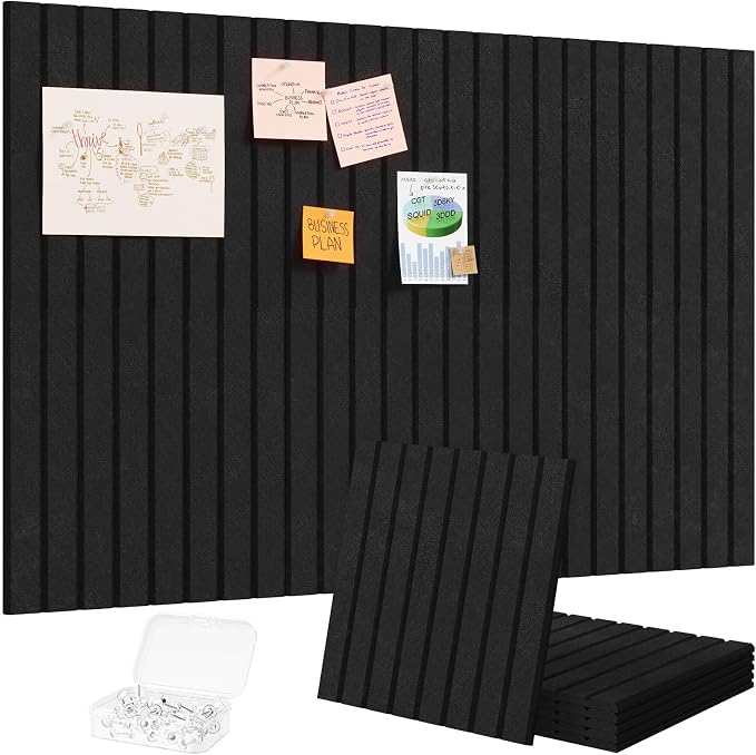Lifewit Felt Slatted Bulletin Board, 6 Pack Self-Adhesive Panel, Cork Board by Lifewit
