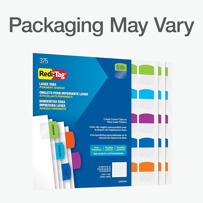 Redi-Tag Laser Printable Tabs, Permanent Index Tabs, Customizable Adhesive - Image 7