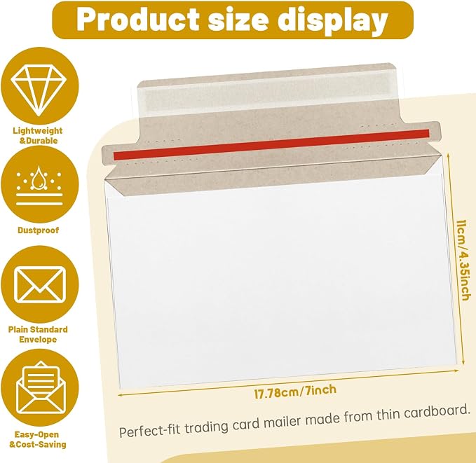 110 Pack White Trading Card Shipping Envelopes, 7x 4.35 Inch Self-Adhesive - Image 2