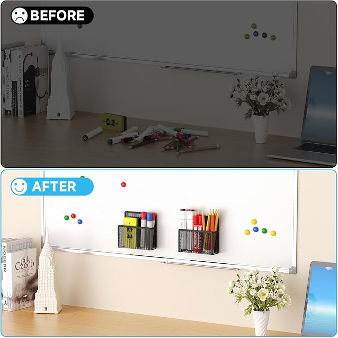 Marbrasse Magnetic Dry Erase Marker Holder, Mesh Pen Holder - Image 7