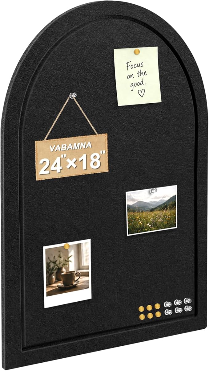 VABAMNA Arched Felt Bulletin Board 24" x 18", Grooved Edge Foldable by VABAMNA