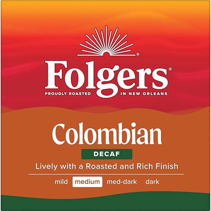 Folgers Colombian Decaf Coffee, Medium Roast, Keurig K-Cup pods, 10 Count Box (Pack of 6)-DeskLoop Office