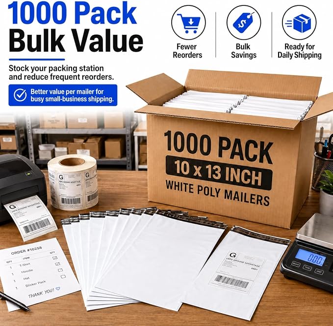 Fuxury Poly Mailers 10x13 Inch 1000Pcs, Bulk Shipping Bags - Image 2
