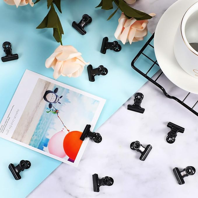 Boao 100 Pieces Metal Clips 0.87 Inch Black Mini Hinge Clips Small Binder Paper - Image 5