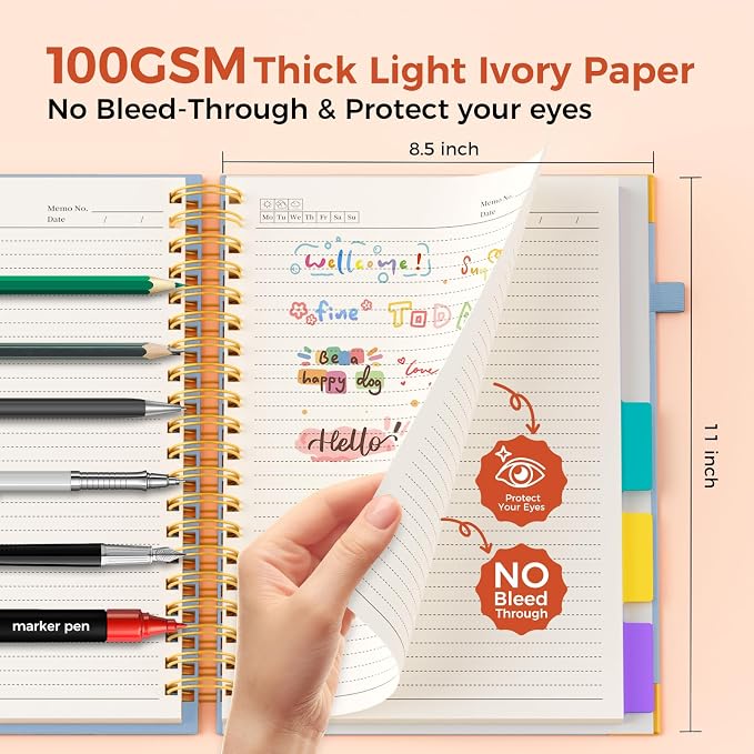 XYark A4 Hardcover Spiral Notebook, 8.5"x11" College Ruled Notebooks - Image 4
