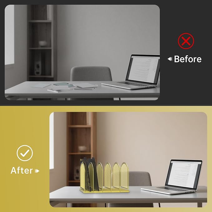 SUPEASY File Organizer for Desk, 5-Section Mesh Desk Organizer, Vertical File - Image 7