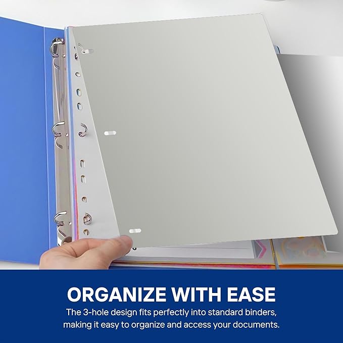 Full Page Flat Sheet Lifters, Letter Size 11 X 8.5 Inch, 3-Hole Binder - Image 3