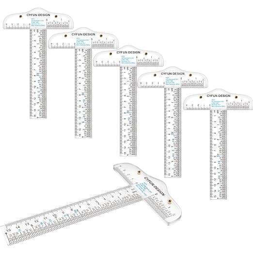 6PCS 6 Inches/15cm Acrylic Clear T-Square Ruler, Inches and Metric, T Square by BAOFALI