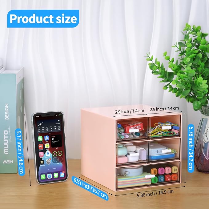 Desk Organizer with 5 Drawers, Rectangular Office Stationery Supplies Desktop - Image 3