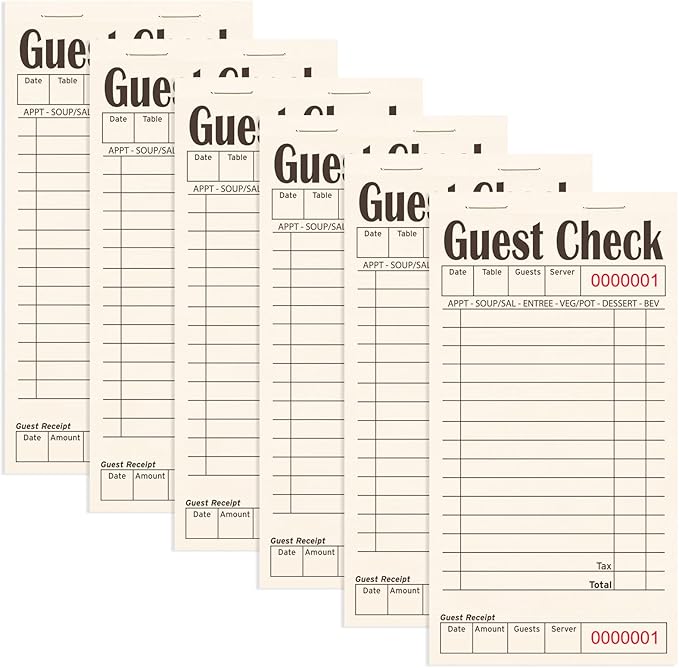ZPARIK Guest Checks Books for Servers, Server Note Pads, 6 Pack, Natural Color by ZPARIK