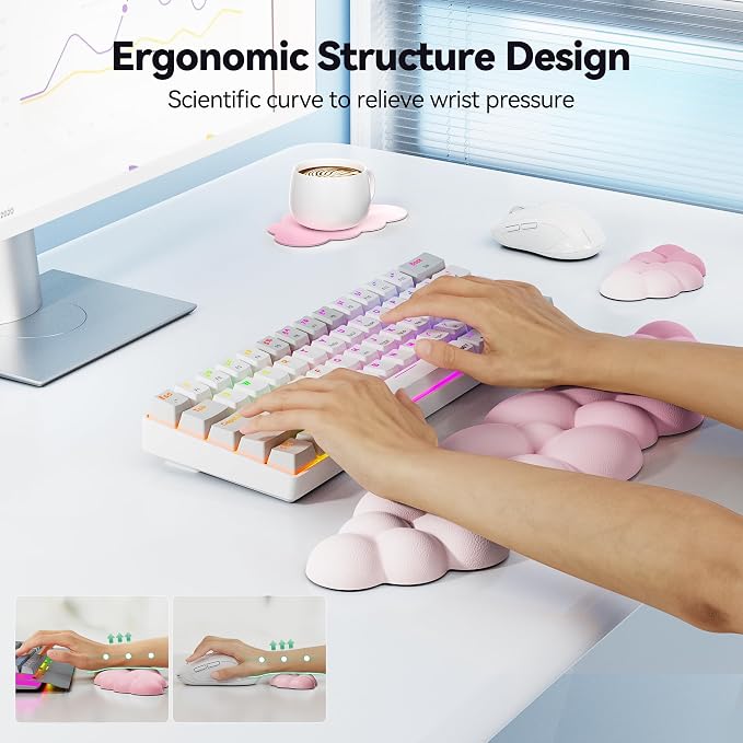 TECKNET Cloud Keyboard Wrist Rest Set, Cloud Wrist Rest - Image 3