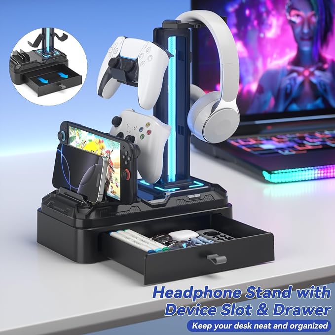 KDD Headphone Stand with USB A&C Charger Ports - Image 2