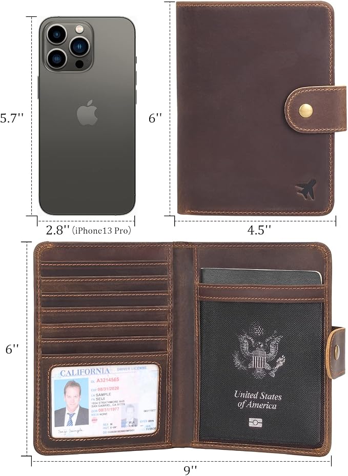 Polare Luxury RFID Blocking Leather Passport Holder Travel Wallet - Image 7