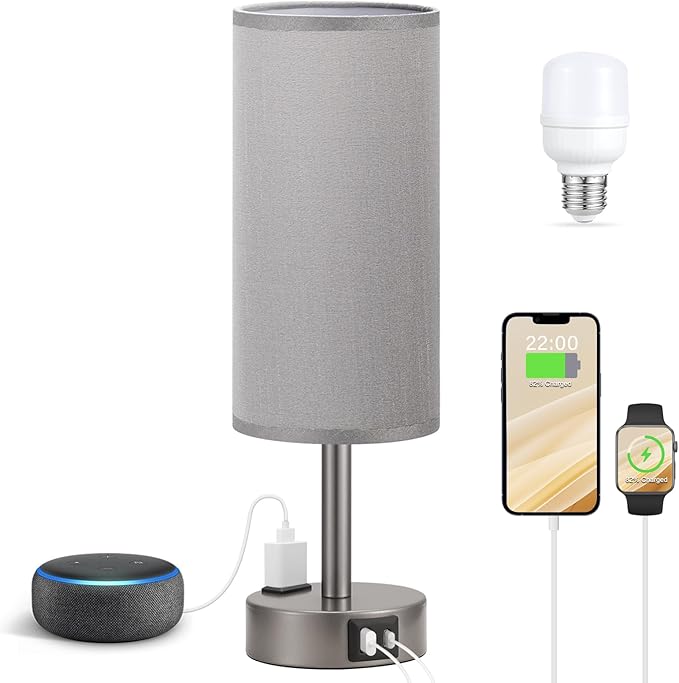 Fenmzee Grey Bedside Table Lamp by Fenmzeelighting