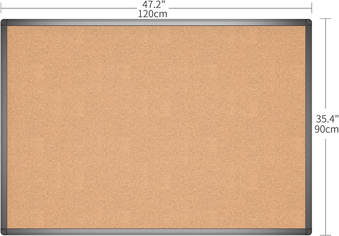 VIZ-PRO Cork Notice Board, 48 X 36 Inches, Cork Bulletin Board - Image 2