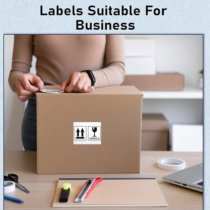 M100 Square Label 1.96'' x 3.14'' (50x80mm), Compatible with Label Maker M110/ M220/ M221/ M120/ M250/M260, White, 100 Labels/Roll, Multi-Purpose Adhesive Thermal Labels, Black on White-DeskLoop Office