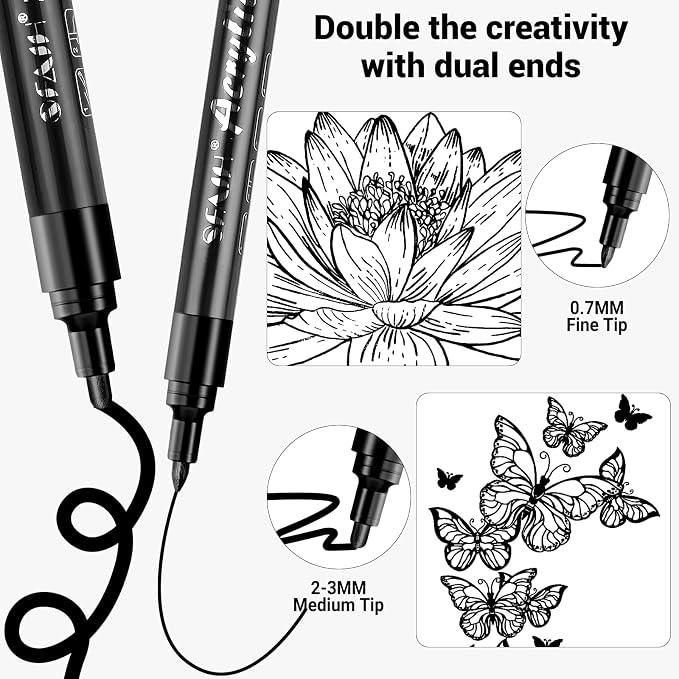 SFAIH Acrylic Black Paint Pens - Image 2