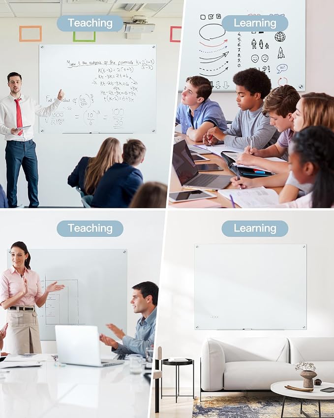 VUSIGN Magnetic Glass Dry Erase Board, Frosted Surface White Board Includes - Image 7