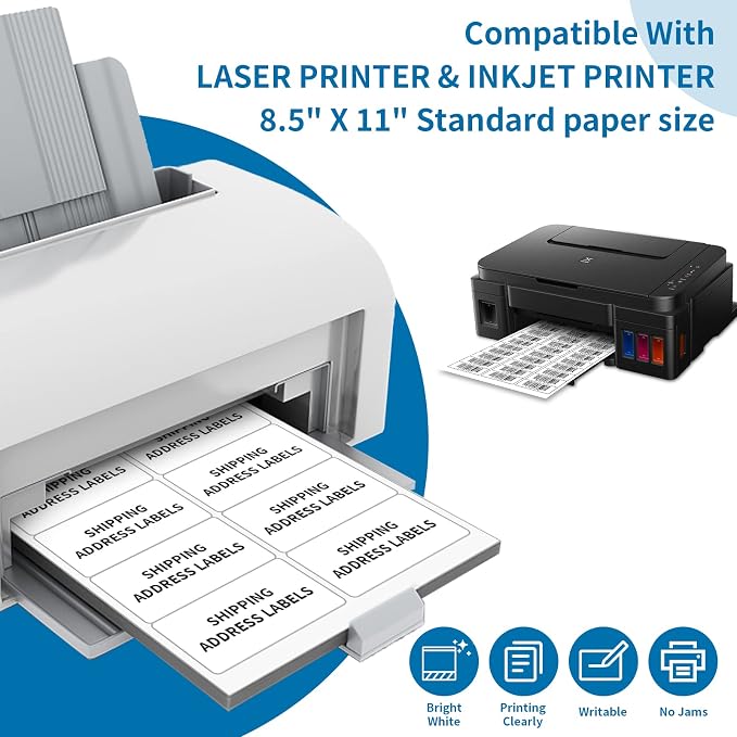 2” x 4” Shipping Mailing Labels, BESTIKER Printable White Sticker Label - Image 3