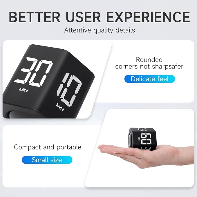 Exlliy Productivity Timer 1, 60 Minutes Preset, Desk Cube Timer - Image 4
