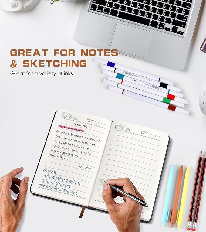 Biuwory A6 Leather Pocket Notebook, 140 Lined Pages Hardcover Small Journal | - Image 5