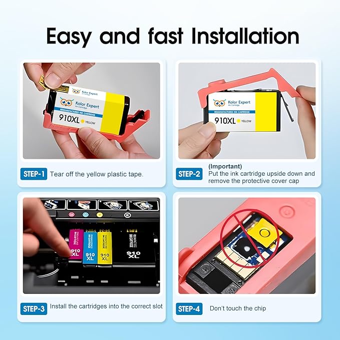 910XL Ink Cartridges Combo Pack Replacement for HP 910XL Ink Work with HP OfficeJet Pro 8025e 8022e 8015e 8028e 8035e 8020 8022 8025 8035 Printer (Black, Cyan, Magenta, Yellow)-DeskLoop Office