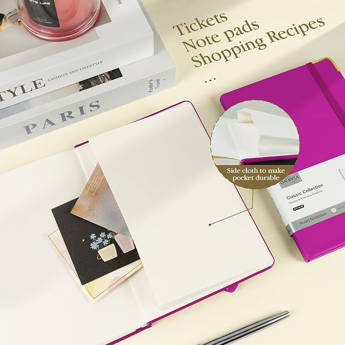 A5 Lined Journal Notebook - 100 GSM Thick Paper, 6 Pack Hardcover Journaling Notebooks for Writing, Work, Travel, School, College Ruled Journals for Women Men, PU Leather Note Books, 5.5”x8.3”-DeskLoop Office