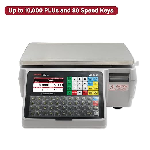VisionTechShop VLP-100B Label Printing Scale, Capacity 30/60lb Readability 0.01/0.02lb, NTEP Legal for Trade-DeskLoop Office