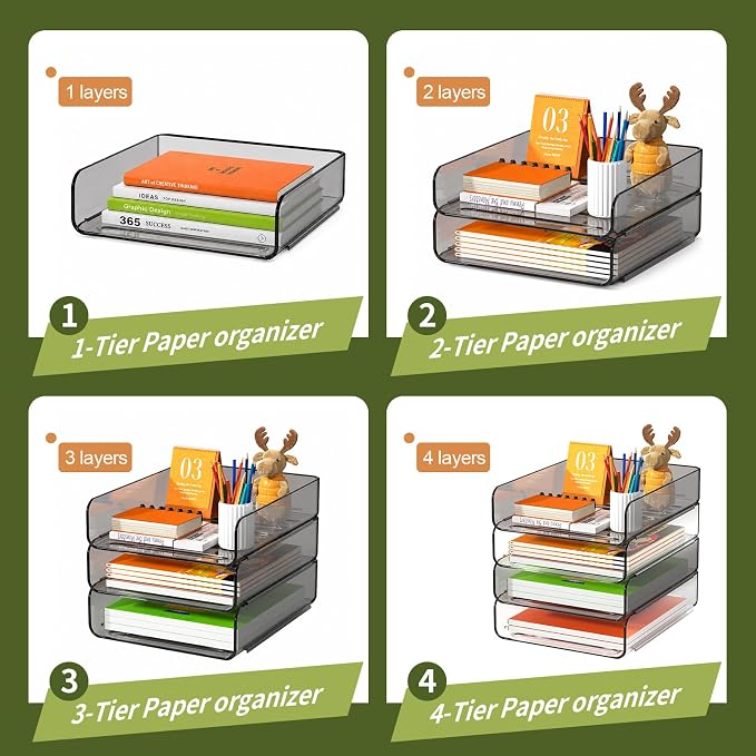 FANXIYQ 4-Tier Acrylic Paper Tray Organizer, A4 Paper, Books & Office Supplies - Image 6