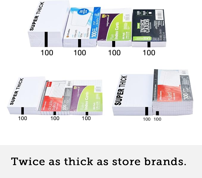 500 SUPER THICK index cards / 3"x5" / 17pt 130lb / blank un-ruled/archival - Image 3