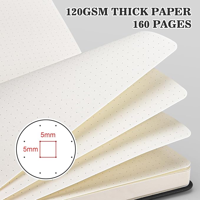 Bullet Dotted Journal Notebook 4 Pack: 160 Pages Per Pack, A5 Medium Size - Image 3