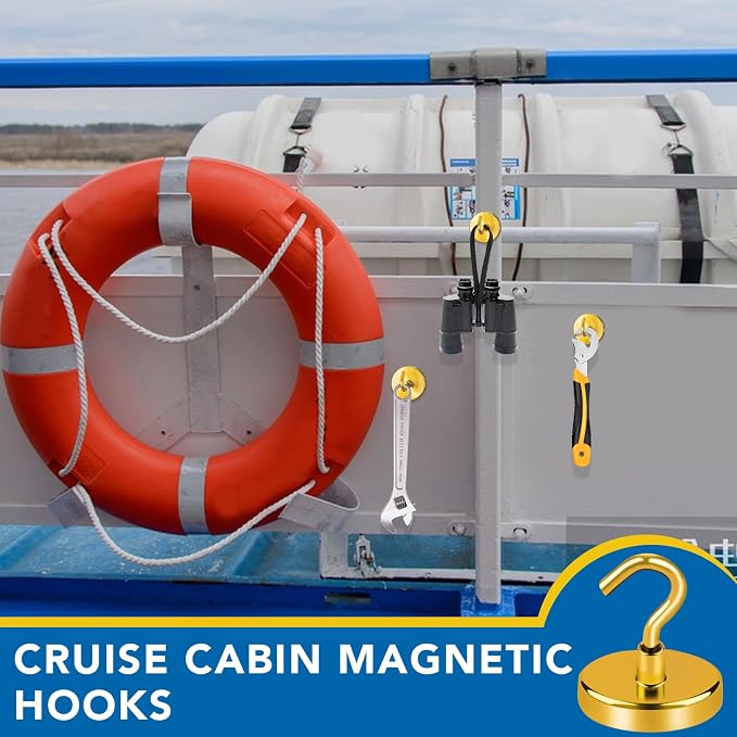 LOVIMAG Yellow Magnetic Hooks for Cruise Cabins, 120LBS Cruise Essentials Must - Image 2
