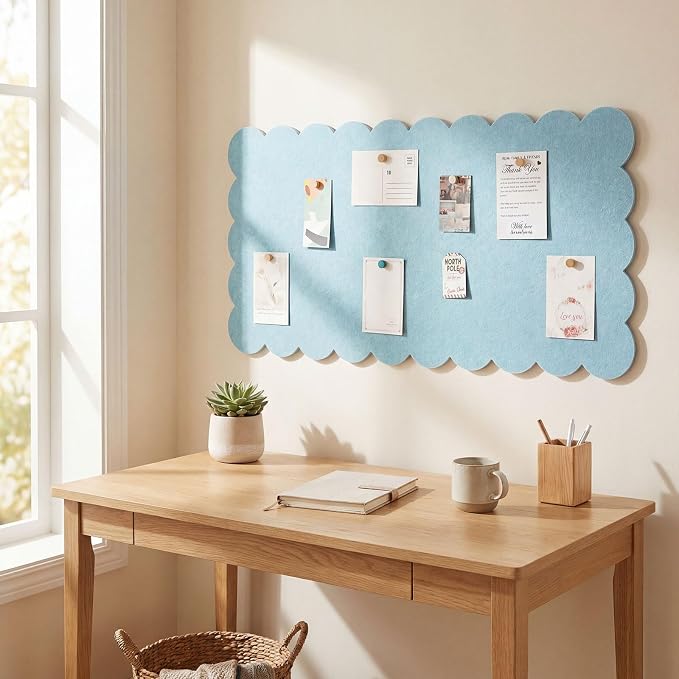 Mooliwe Scalloped Felt Bulletin Board Foldable Pin Cork Board Alternative - Image 5