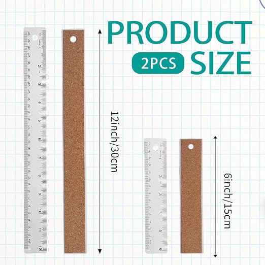 Metal Ruler 6 Inch 12 Inch Stainless Steel Ruler - Image 2