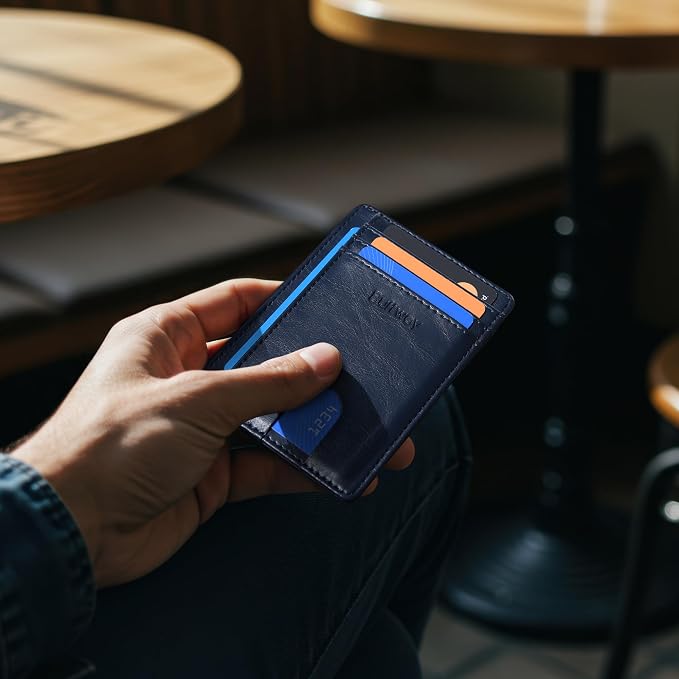 Buffway Slim Minimalist Front Pocket RFID Blocking Leather Wallets - Image 7